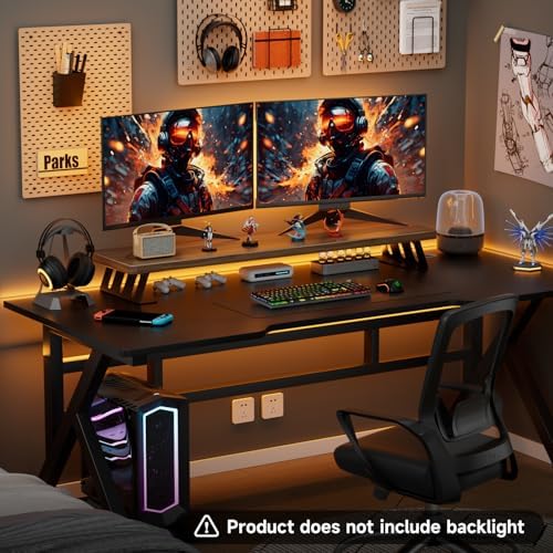 Dual Monitor Stand Riser, 39 Inch Large Wood Monitor Stands for 2 Monitors - Image 4