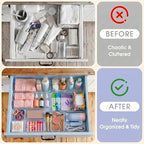 14 Pcs Expandable Clear Drawer Organizers, 3-Size Adjustable Storage Bins - Image 5
