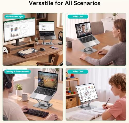 Yottamaster Adjustable Laptop Stand, 360° Rotating Aluminum Desk Stand - Image 7