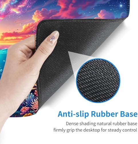 Desk Mat, Mouse Pad with Wrist Rest, 4-in-1 Large Mouse Pads for Desk, Ergonomic Mouse Pad and Keyboard Wrist Rest Gaming Keyboard Mat for Office,Dolphin Coral Sunshine - Image 4