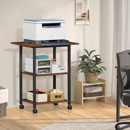 Lerliuo 3-Tier Printer Stand, Industrial Rolling Printer Table with Storage - Image 5