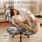 Office Chair with Flip Armrests,Comfy Criss Cross Chair for Pets Sitting,Big and Tall Office Chair with Foot Rest,Extra Wide Seat & Lumbar Pillow,Ergonomic Computer Gaming Chair,Teddy Fleece,Grey - Image 6