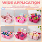 Kathfly 12 Pack Classroom Caddy Organizer with Handle Bulk, Pink - Image 3