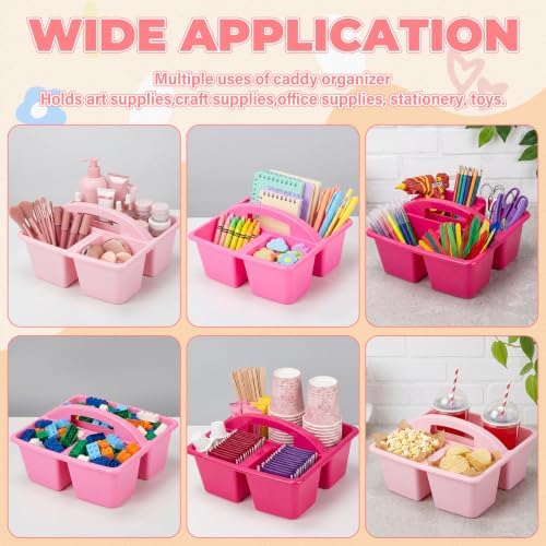 Kathfly 12 Pack Classroom Caddy Organizer with Handle Bulk, Pink - Image 3
