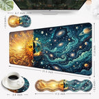 Desk Mat, Mouse Pad with Wrist Rest, 4-in-1 Large Mouse Pads for Desk, Ergonomic Mouse Pad and Keyboard Wrist Rest Gaming Keyboard Mat for Office,Sun and Moon - Image 6