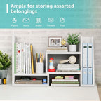 Desktop File Organizer Desk Organizer Shelf - White Office Organization Shelves for Top of Desk Organizers and Accessories Corner Bookshelf Table Top Shelving Small Hutch Decorations for Women Office - Image 7