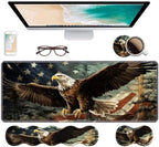 Ergonomic Keyboard Wrist Rest & Mouse Pad Wrist Rest Set,Large Gaming Desk Mat 31.5"x 11.8" with Non-Slip Base,Memory Foam,Easy Typing Pain Relief for Home & Office,Patriotic American Flag Bald Eagle by Unknown