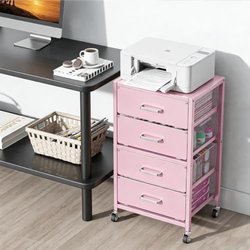 4-Drawers Metal Rolling Cart, Utility Storage Cart with Wheels - Image 2