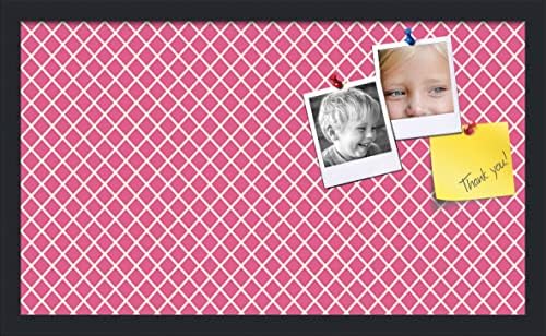 PinPix 24x14 inch Cork Bulletin Board. This Decorative Framed Pin Board Comes with Diamond Pattern in Hot Pink Design and Satin Black. Ideal for Home, Office Decor or School (PinPix-302) by PinPixBulletinBoards