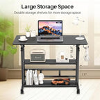 Adjustable Height Standing Desk, Rolling Stand Up Desk with Storage Shelves, 31.5" Small Mobile Computer Desk, Portable Laptop Table (Simple Black) - Image 6