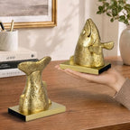 Fish Bookends for Shelves, Decorative Resin Fish Book Ends with Hand-Painted Finish, Heavy Duty Non-Slip Bookends for Bookshelves, Desk Decor for Home Office (Gold) - Image 3