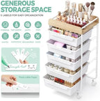 SYKIARIOL Rolling Cart with 5 Drawers,Art Craft Cart,White - Image 4