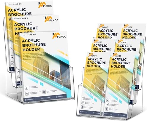 2Pcs Acrylic Brochure Holder 8.5 x 11, 3 Tier Brochure Display Stand by FL