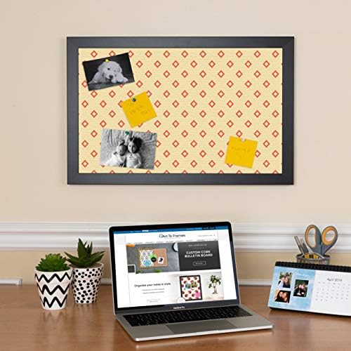 PinPix 36x24 inch Cork Bulletin Board. This Decorative Framed Pin Board Comes with Diamonds in Red and Yellow Design and Satin Black. Ideal for Home, Office Decor or School (PinPix-333) - Image 3