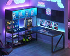 AODK 63" L Shaped Gaming Desk with Display Hutch and Large Desktop, Black - Image 3