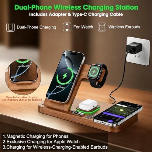 Dual Phone Foldable Wireless Charging Station for Apple, Couple&Family Use - Image 2