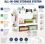 White 2-Tier Metal Desk Organizer with Pegboard & 6 Accessories, 20" × 15" × 8" Adjustable Desktop Storage Shelf for Office, Study & Student Desk - Image 3