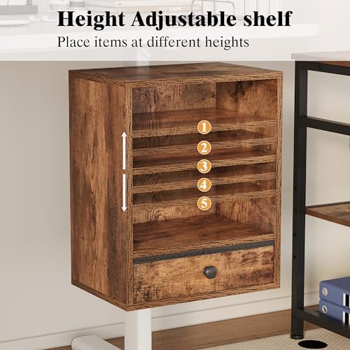 Unionly Clamp-on Under Desk Storage Shelves with Height Adjustable & Drawer - Image 6