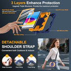 Case for iPad (A16) 11th/10th Generation 11/10.9 Inch 2025/2022, Ubearkk for iPad a16 case with Screen Protector, 360 Degree Rotating Stand Shoulder Strap Pencil Holder,Navy Orange - Image 2
