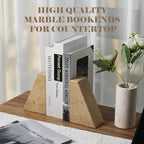 Karibiber Marble Bookend for Heavy Books, Decorative Bookends for Shelves, Durable and Heavy-Duty Book End for Hardback Book & CDS, Unique Book Stopper & Holder, Pearlly Yellow, Set of 2 - Image 6