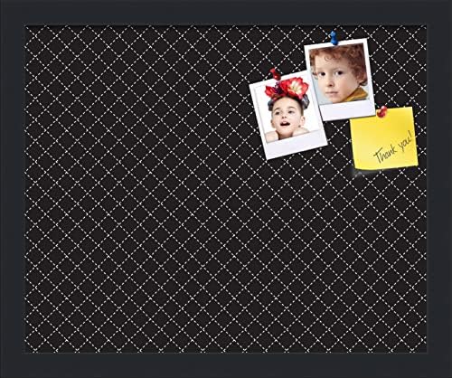 PinPix 16x13 inch Cork Bulletin Board. This Decorative Framed Pin Board Comes with Diamond Pattern in Black Design and Satin Black. Ideal for Home, Office Decor or School (PinPix-120) by PinPixBulletinBoards