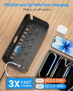 Power Strip with Cable Management Box, Large Cable Organizer Box, Black - Image 6