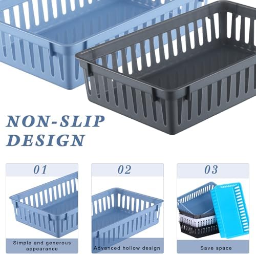 Wenqik Set of 12 Small Plastic Baskets for Organizing, Multi Color - Image 4