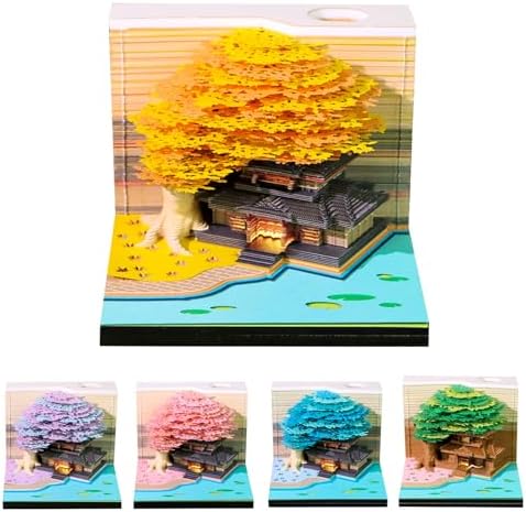 3D Calendar 2027, Desk Time Piece Calendar 2027,Tear-Away 3D Paper Art Notepad w LED Lights,Creative 3D Memo Artsy Pad Calendars, DIY Paper Carving Gift (Marriage Tree-B) by Ksgolif