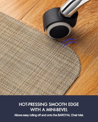 BARoyal Office Chair Mat for Hardwood Floor Under Desk Computer Rolling Chair Mat for Wood/Tile Floor Non-Slip Heavy Duty Desk Rug PVC Plastic Hard Floor Protector 36" x 48"(Linen) - Image 5