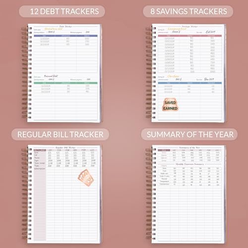 GoGirl Budget Planner & Monthly Bill Organizer with Pockets, Rose Gold - Image 5