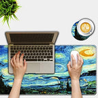 Mouse Pad Set,(31.5×11.8 in) Desk Pad + Keyboard Wrist Rest Support + Mouse Wrist Rest + Coaster for Office,Home,Computer,Laptop - 4 Starry Night - Image 2