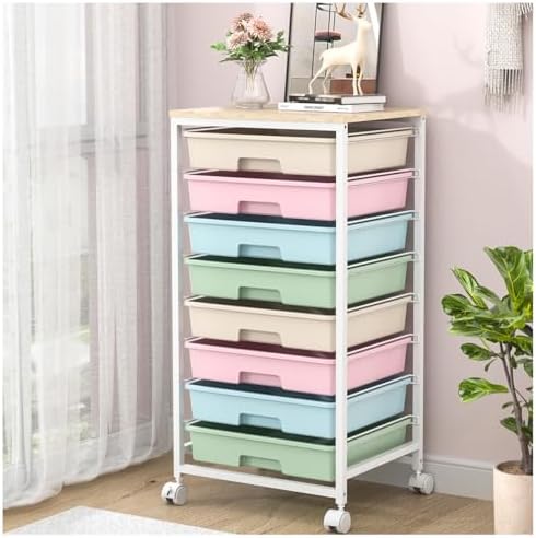 SYKIARIOL Rolling Cart with Drawers, 8 Drawers Utility Cart, Rainbow by SYKIARIOL