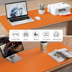 Aothia Faux Leather Desk Mat - Non-Slip PU Leather Desk Blotter, Waterproof Writing Surface, Large Desk Pad for Office & Home (Hermes Orange, 55" x 24") - Image 6