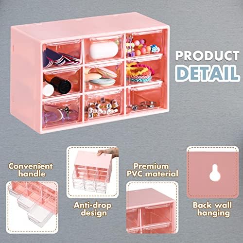 Amyhill 6 Pcs Mini Drawer Organizer Small Organizer with 9 Drawers Plastic Desktop Craft Storage Box for Office Home Room Jewelry Cosmetics Collection(Pink) - Image 4