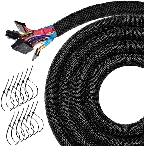 Cable Sleeve Split-Sleeving 20ft-3/4inch Cord Management Wire Protector, Wire Cover Heat Resistant Wiring Loom Harness Wire Organizer, Heavy Duty Auto Wrap Cord Protectors from Pets No Chew, Black by uuvzvcek