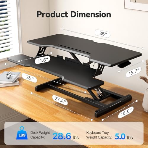 35" Standing Desk Converter, Quick Sit to Stand Desk Riser - Image 2