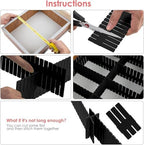 85Pcs Drawer Dividers, Adjustable Drawer Organiser, Cut at Will for Tidying Clutter Clothes, Socks, Makeup, Dresser, Kitchen Black - Image 3