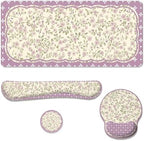Floral Desk Mat Set Pink Vintage Aesthetic Large Mouse Pad with Wrist Rest 4in1 Desk Mat for Desktop Ergonomic Keyboard Wrist Support Anti-Slip Computer Ergonomic Mouse Pad Home Office Gaming by Unknown