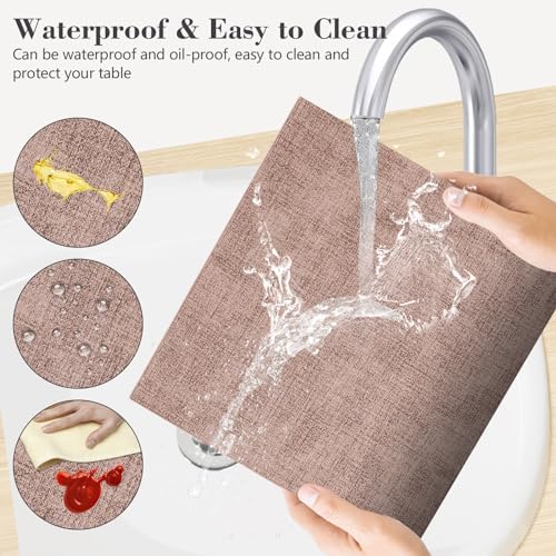 Faux Leather Placemats Set of 6,Heat Resistant Placemats for Dining Table, Easy Clean Non-Slip Place Mats, Waterproof Stain Resistant Wipeable Washable PU Table Mats, (Pink) - Image 4