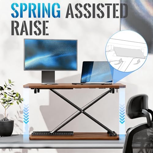 Standing Desk Converter, 25.16" x 15.75", Natural Wood - Image 5