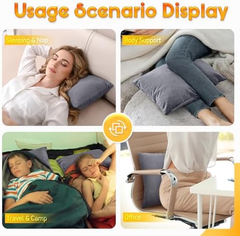1 MIDDLE ONE 2 Pack Small Pillow, 16 X 12 Inches, Memory Foam Mini Pillow for Travel, Camping, Sleeping, Nap and Neck, Knee, Lumbar Support, Tiny Cushion for Pet, Dogs (Grey) - Image 5