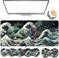 TGFEWYTJYJ Extended Gaming Mouse Pad,Memory Foam Ergonomic Keyboard Mouse Wrist Rest Support Set,Large Desk Mat with Stitched Edges,Non-Slip Base Mousepad Home Office,Octopus in The Japan Waves by GFEWYTJYJ