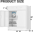 CJF Metal Storage Cabinet, Locking Storage Cabinet with Doors and 2 Drawers, Metal Cabinets for Office/Home/Garage 36" H x 32" W x 16" D (White) - Image 3