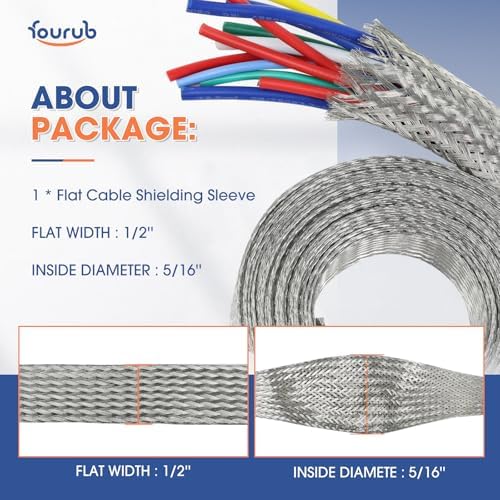 Wire Shielding Sleeve Tinned Copper Braided Ground Straps 1/2"-33ft - Image 2
