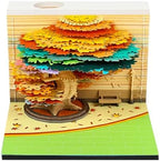 3D Memo Pad 240 Sheets Four Season Tree Notepad Cute Kawaii Sticky Note Pad 3D Paper Carving Art Craftwork Desk Decoration Pen Holder DIY Creative Gift,Autumn by RSLIPIN