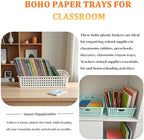 6 Pack Plastic Turn in Paper Trays for Classroom, Storage Bin Baskets, Boho - Image 6
