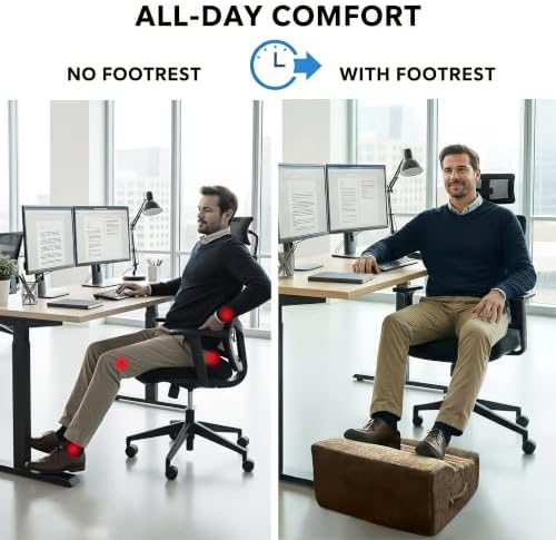 Foot Rest for Under Desk at Work, Non-Slip Office Foot Stool - Image 4