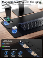 Wireless Charging Mouse Pad with Magnetic Phone Stand, 31.5"x15.8" Large - Image 2