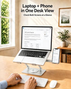 2-in-1 Laptop Stand with Phone Holder, 360° Swivel Laptop Riser for Desk - Image 2