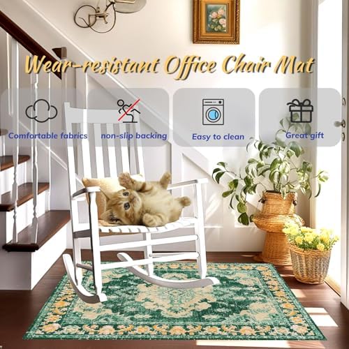 Office Chair Mat for Hardwood Floor, 48"x60" Desk Chair Rug for Rolling Chair Easy to Clean, Anti-Slip Floor Protector Rug Easy Glide Desk Computer Chair Mat for Home Office(Green) - Image 4